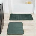 Daphnes Dinnette 2 Piece Memory Foam Striped Bath Mat Set - Green DA3855330